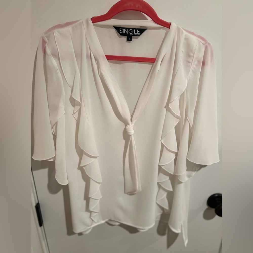 White Flowy Blouse.(Single Brand)